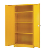 Slingsby Express Flammable Hazardous Substance Storage Cabinet With 3 Shelves COSHH 75Kg Capacity H1800 x W900 x D460mm Yellow - 314287 DD